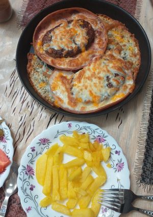 عکسی از دستور همبرگر و ژامبون پنیر