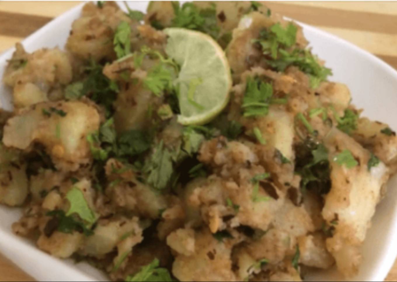Fried potatoes with water chestnut flour (Singhara aata)