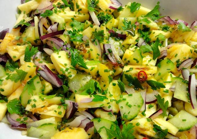 Simple Way to Prepare Ultimate Pineapple, cucumber, red onion and chilli Salsa - New Recipes to try at home