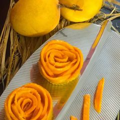 Mango rose cup cakes A picture of Mango rose cup cakes.