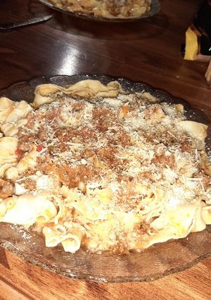Una foto de Tallarines Caseros!! Con salsa de carne.