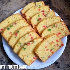 A picture of Tutti fruitti cake baked in pateela.