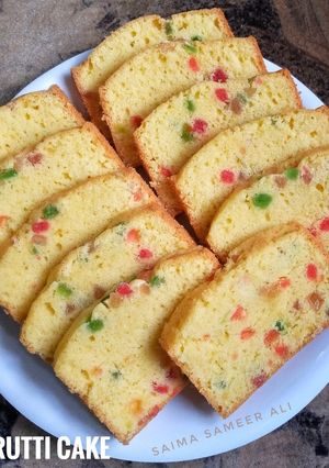A picture of Tutti fruitti cake baked in pateela.