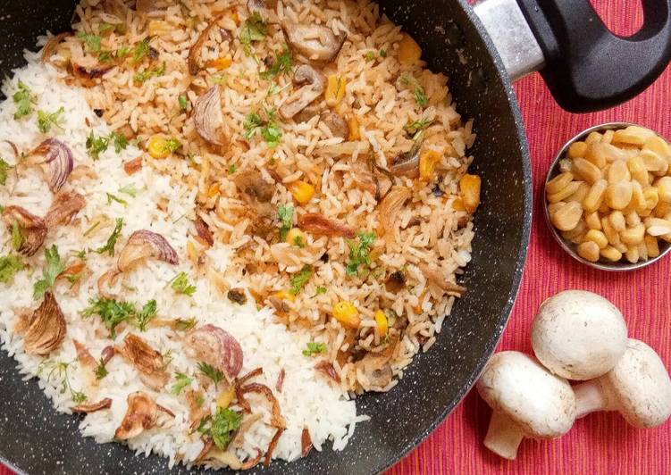 Recipe of Perfect Mushroom Corn Milk Biryani