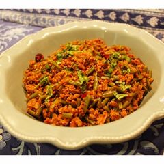 A picture of Farash Bean Qeema - Pakistani style Minced Meat & French Beans.