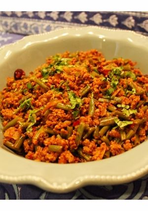 A picture of Farash Bean Qeema - Pakistani style Minced Meat & French Beans.