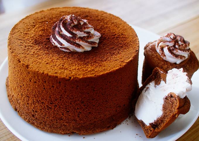 Fluffy Chocolate Chiffon Cake Recipe by Fumie\'s Recipe - Cookpad