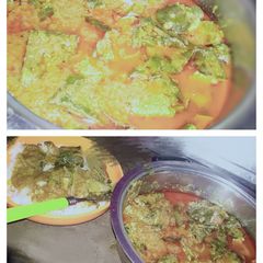 A picture of Gram flour Colocasia leave curry.