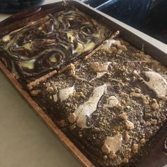 A picture of One pan S’mores and caramel cheesecake swirl brownies.