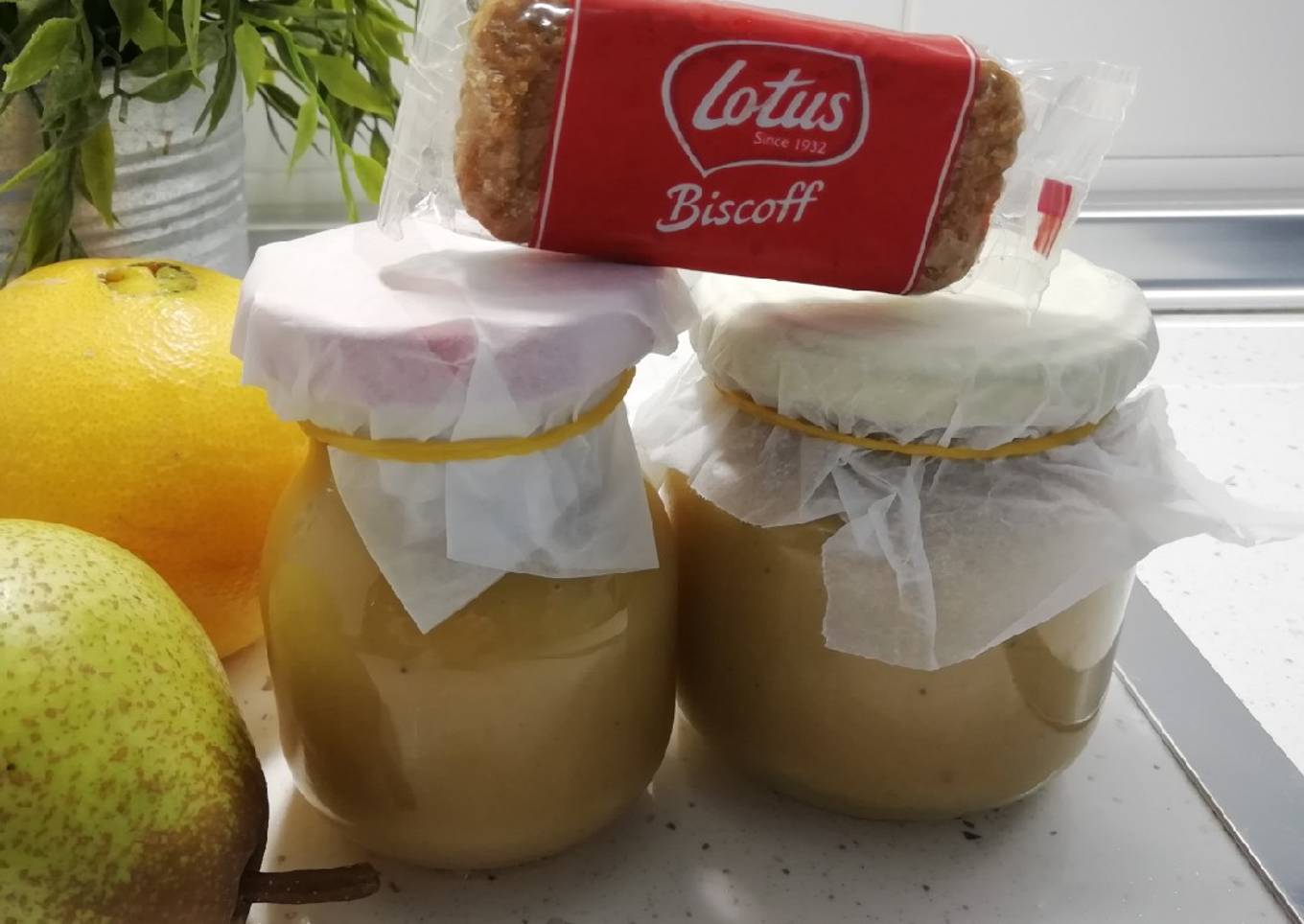 Papilla de frutas con galletas