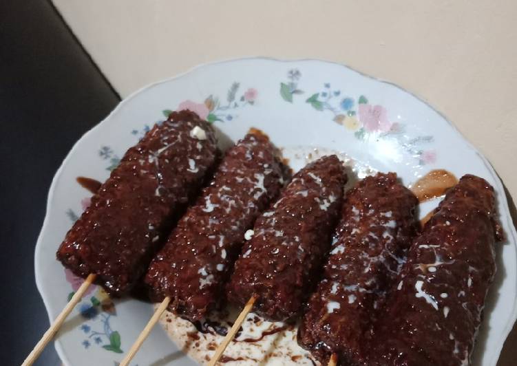 Sate nuget pisang coklat with dancow
