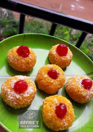 A picture of Mango paneer laddoo.