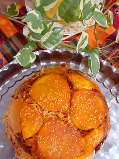عکسی از دستور ماکارونی با ته دیگ سیب زمینی