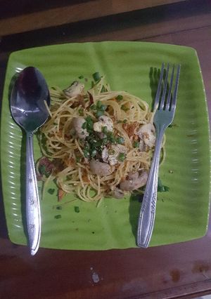 Foto resep Spaghetti Aglio Olioo with Campignon