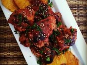 Una foto de pollo en salsa de sidra