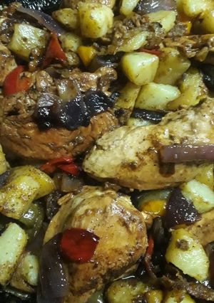 Una foto de Pollo con verduras para 5 personas
