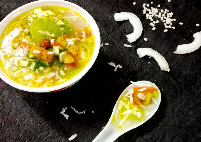 Tender Coconut milk Barley croutons soup