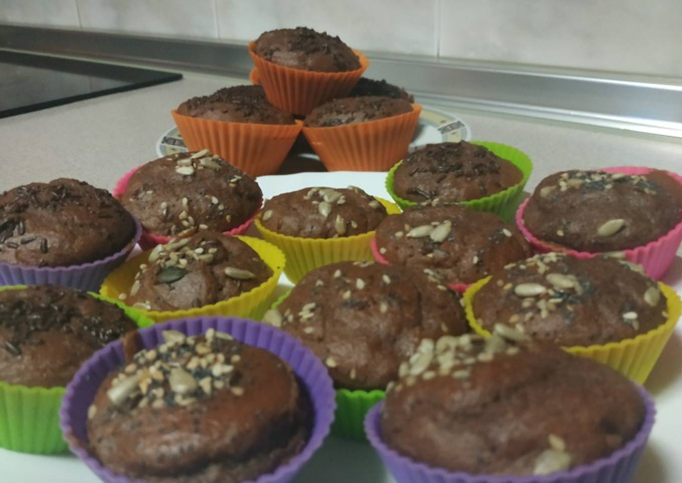 Magdalenas de chocolate y plátano saludables