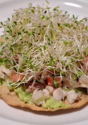 Una foto de Tostadas de pescado a la mexicana