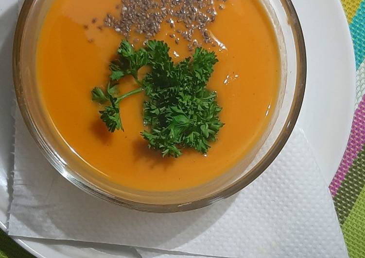 Steps to Make Homemade Butternut soup with chia seeds toppings