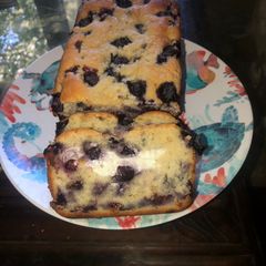 A picture of Cream cheese stuffed blueberry loaf.
