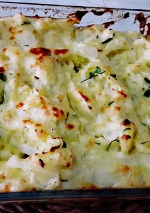 Una foto de Gratén de patatas con queso manchego