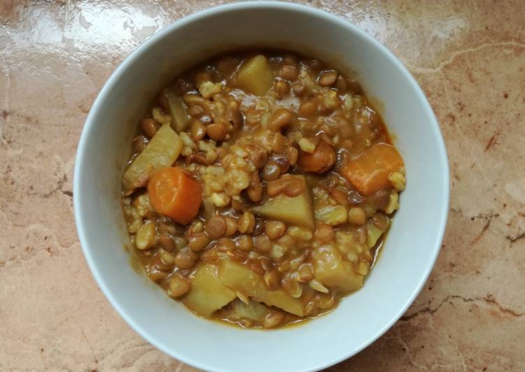 Simple Way to Make Super Quick Homemade Lentejas con arroz y especias en olla rápida (vegano)