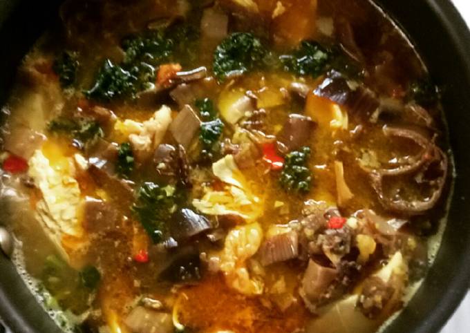 Banana Flower, Kale, and Chicken in Soto Soup