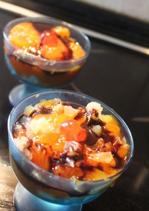 Una foto de Melón con higos y azúcar quemada