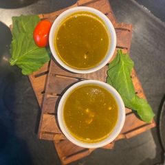 Spinach soup A picture of Spinach soup.