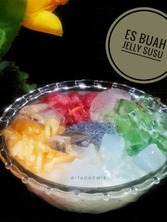 Foto resep Es Buah Jelly Susu