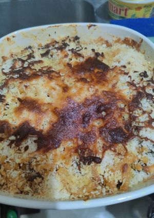 A picture of Meaty Baked Mac and Cheese.