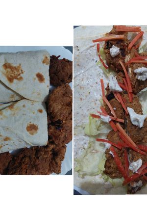 A picture of Crispy Chicken Tortilla Roll (w/ white sauce).
