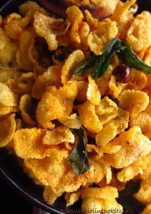 A picture of Cornflakes Chivda - Spicy Indian Cornflakes Mix.