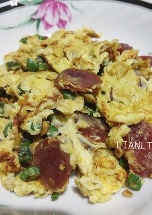 Foto resep Lapchiong telur kacang panjang
