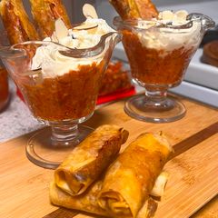 Gajar halwa spring roll A picture of Gajar halwa spring roll.