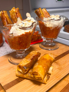 A picture of Gajar halwa spring roll.