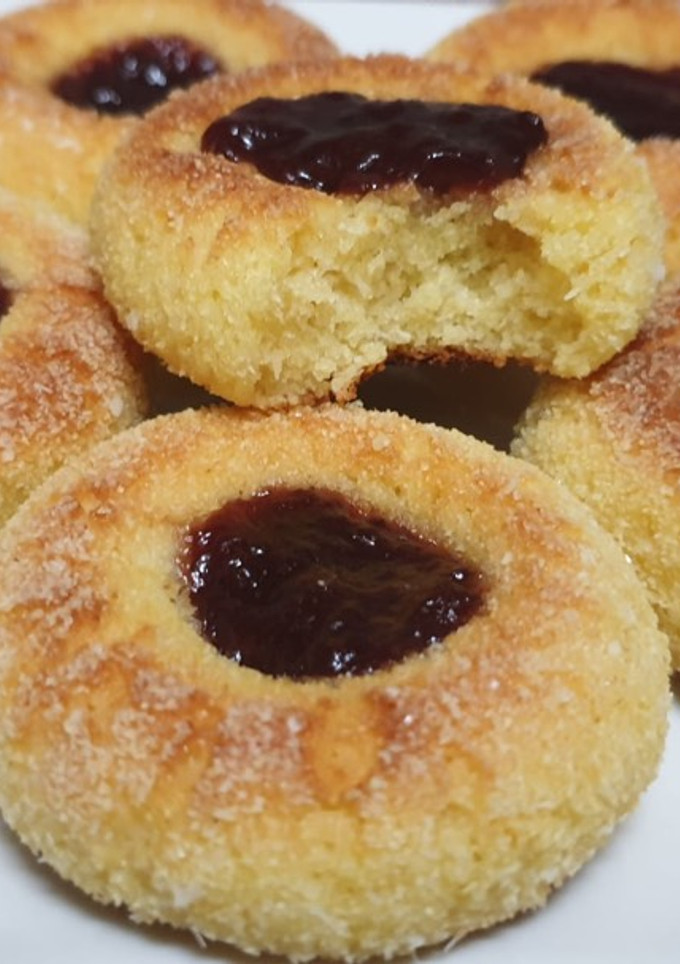 Una foto de Receta de la harcha marroquí (torturase) rellena con mermelada