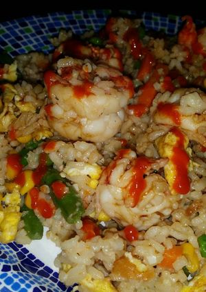 A picture of Brad's prawn fried rice.