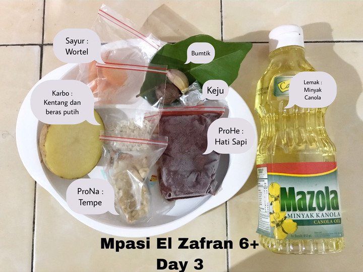 Resep Mpasi 6+ Day 3 : Bubur Kentang Wortel Tempe Hati Sapi yang Menggugah Selera