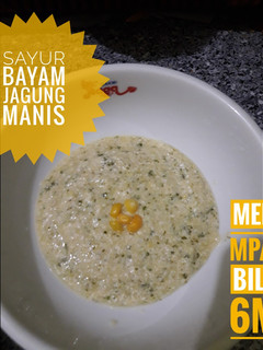 Foto resep Sayur bayam jagung manis Menu MPASI 6M+