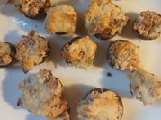 A picture of meat stuffed portobello mushrooms