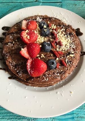 Una foto de Pancakes de avena y chocolate