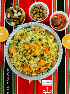 عکسی از دستور اسفناج پلو با مرغ