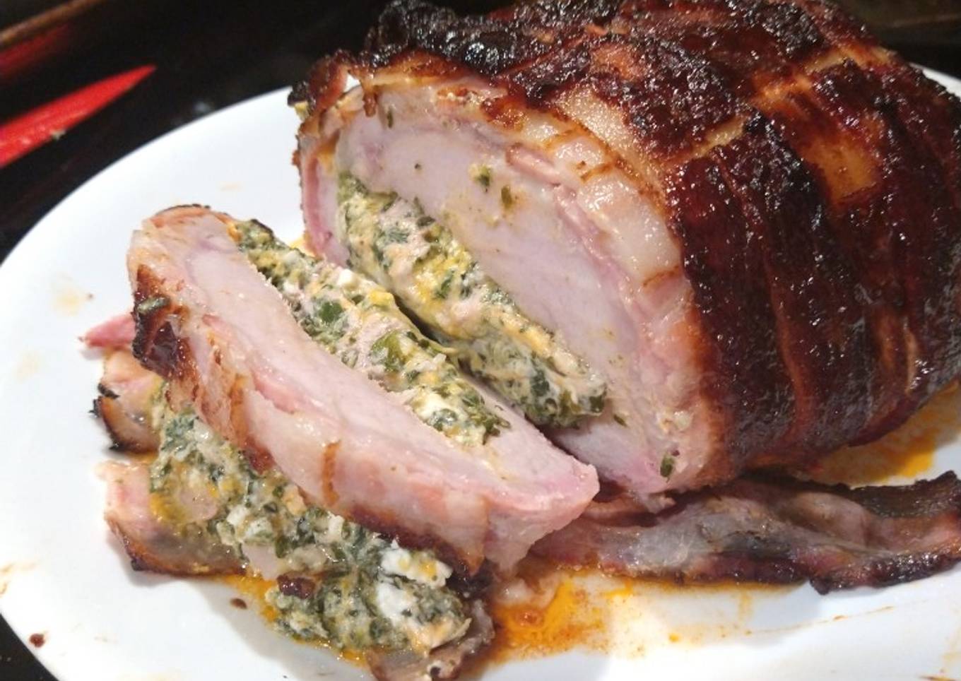 Smoked Bacon Wrapped Stuffed Pork Loin Roast