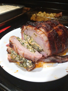 A picture of Smoked Bacon Wrapped Stuffed Pork Loin Roast.