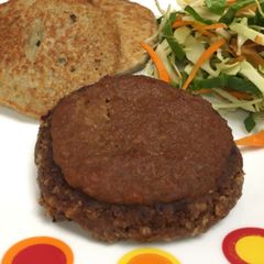 A picture of Umami Explosion Plant-based Hamburger with Apple Chutney.