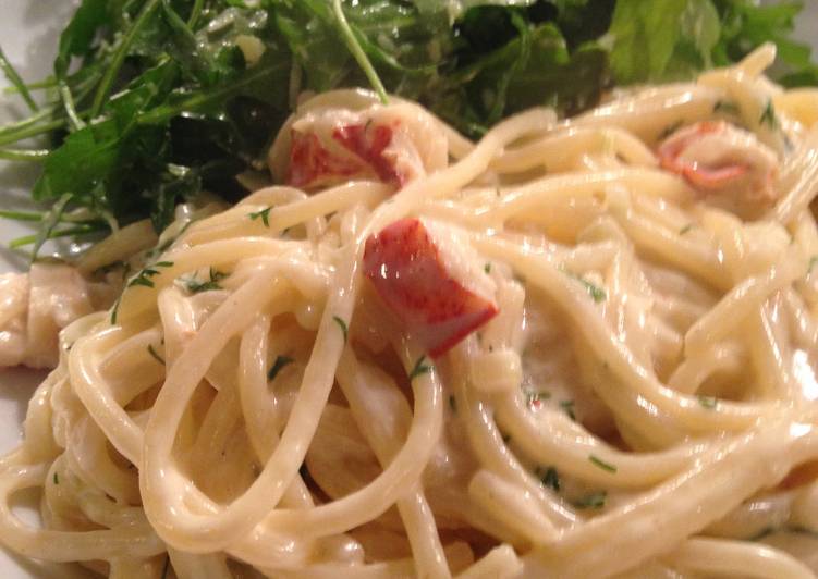 Simple Way to Prepare Perfect Lobster spaghetti with dill cream sauce