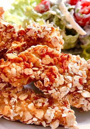 Hình của món Gà Viên Bọc Yến Mạch Nướng - Baked Chicken Nuggets With Oat.