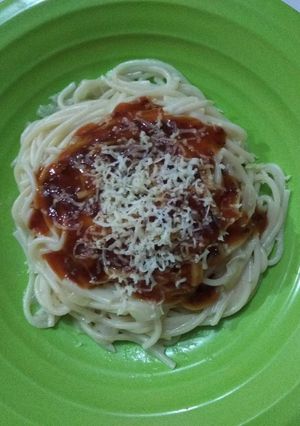 Foto resep Spagheti bolognese with sup krim instant #PR_Pasta
